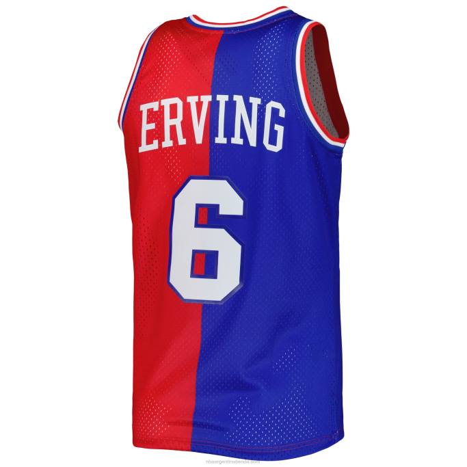 NBA 0F6D1033 philadelphia 76ers julius erving mitchell & ness royal/red hardwood classics split swingman jersey