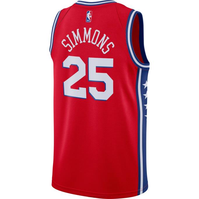 NBA 0F6D10561 philadelphia 76ers ben simmons jordan brand rojo swingman jersey