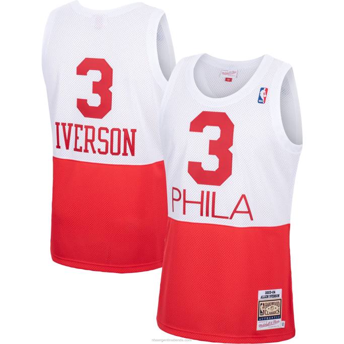 NBA 0F6D1185 philadelphia 76ers allen iverson mitchell & ness white hardwood classics jersey auténtico
