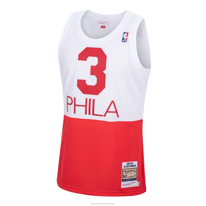 NBA 0F6D1185 philadelphia 76ers allen iverson mitchell & ness white hardwood classics jersey auténtico