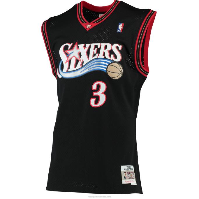 NBA 0F6D139 philadelphia 76ers allen iverson mitchell & ness negro hardwood classics jersey swingman