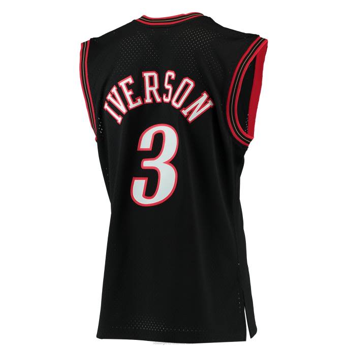 NBA 0F6D139 philadelphia 76ers allen iverson mitchell & ness negro hardwood classics jersey swingman