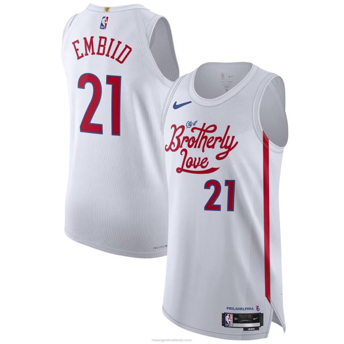 NBA 0F6D1477 camiseta nike philadelphia 76ers joel embiid blanco auténtico