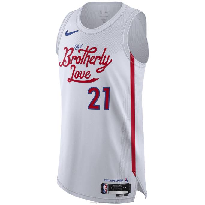 NBA 0F6D1477 camiseta nike philadelphia 76ers joel embiid blanco auténtico