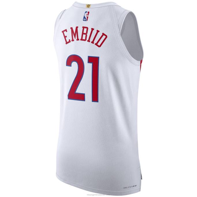 NBA 0F6D1477 camiseta nike philadelphia 76ers joel embiid blanco auténtico