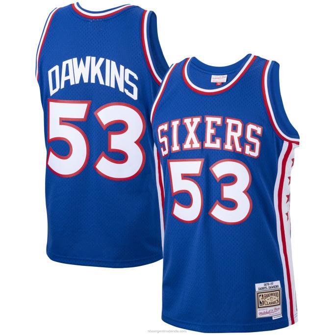 NBA 0F6D1587 philadelphia 76ers darryl dawkins mitchell & ness royal hardwood classics swingman player jersey
