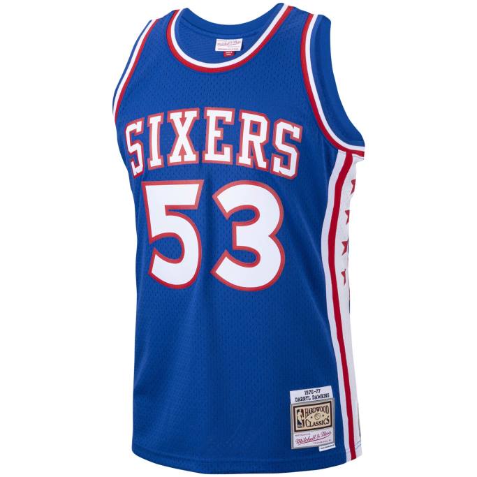 NBA 0F6D1587 philadelphia 76ers darryl dawkins mitchell & ness royal hardwood classics swingman player jersey