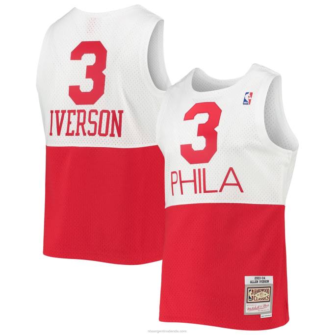 NBA 0F6D1598 philadelphia 76ers allen iverson mitchell & ness blanco hardwood classics jersey swingman