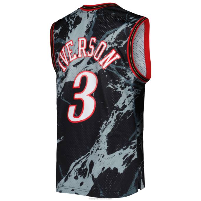 NBA 0F6D1851 philadelphia 76ers allen iverson mitchell & ness negro madera dura clásicos mármol swingman jersey