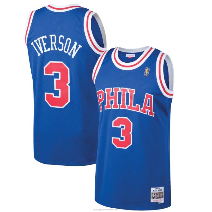 NBA 0F6D2052 philadelphia 76ers allen iverson mitchell & ness royal hardwood classics jersey swingman