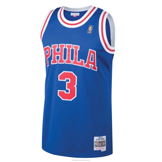 NBA 0F6D2052 philadelphia 76ers allen iverson mitchell & ness royal hardwood classics jersey swingman