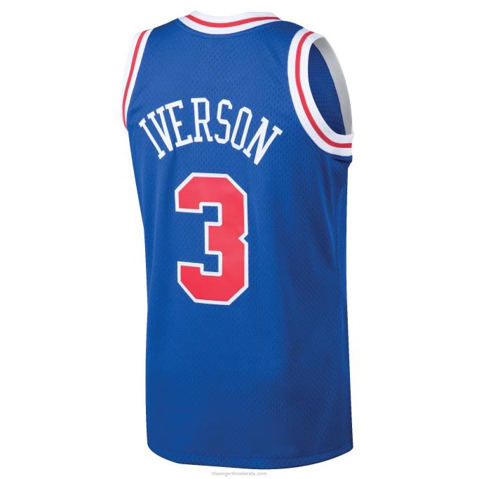 NBA 0F6D2052 philadelphia 76ers allen iverson mitchell & ness royal hardwood classics jersey swingman