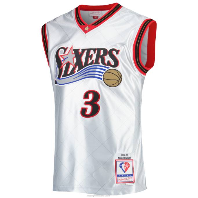 NBA 0F6D2820 philadelphia 76ers allen iverson platinum hardwood classics 75th aniversario swingman jersey
