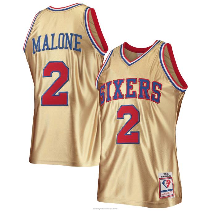 NBA 0F6D2902 philadelphia 76ers moses malone oro 75 aniversario hardwood classics swingman jersey