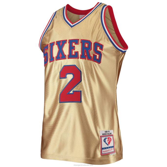 NBA 0F6D2902 philadelphia 76ers moses malone oro 75 aniversario hardwood classics swingman jersey