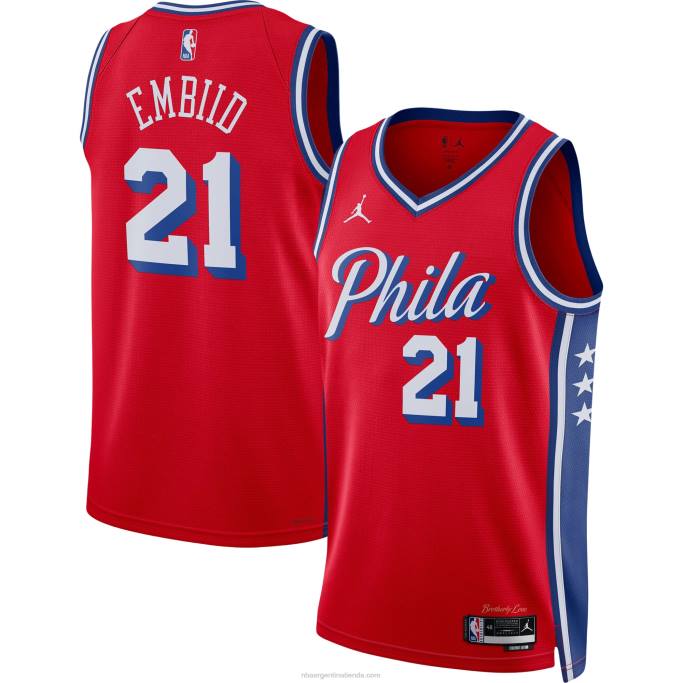 NBA 0F6D304 philadelphia 76ers joel embiid jordan marca rojo swingman jersey