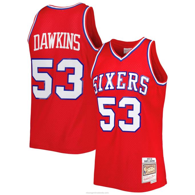 NBA 0F6D5162 philadelphia 76ers darryl dawkins mitchell & ness rojo hardwood classics 1979-80 jersey swingman