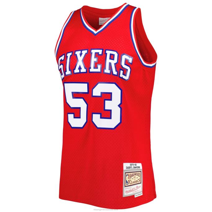 NBA 0F6D5162 philadelphia 76ers darryl dawkins mitchell & ness rojo hardwood classics 1979-80 jersey swingman