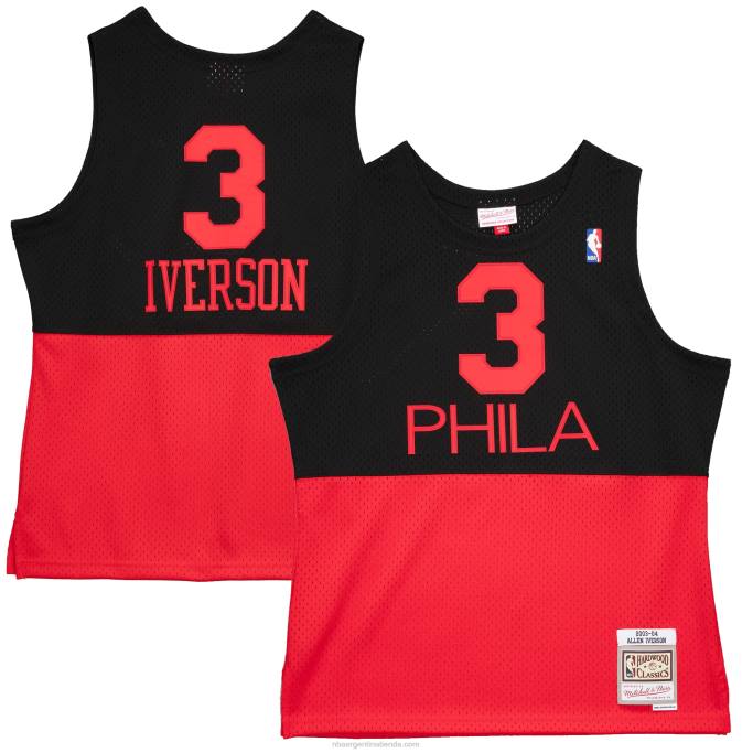 NBA 0F6D5265 camiseta philadelphia 76ers allen iverson black hardwood classics recarga 2.0 swingman jersey