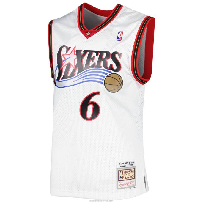 NBA 0F6D539 camiseta philadelphia 76ers allen iverson mitchell & ness white hardwood classics 2002 swingman
