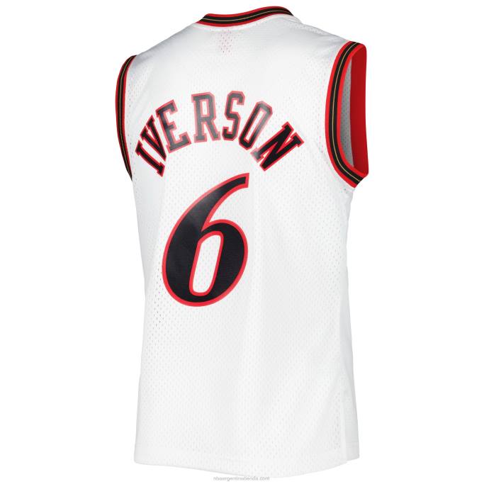 NBA 0F6D539 camiseta philadelphia 76ers allen iverson mitchell & ness white hardwood classics 2002 swingman