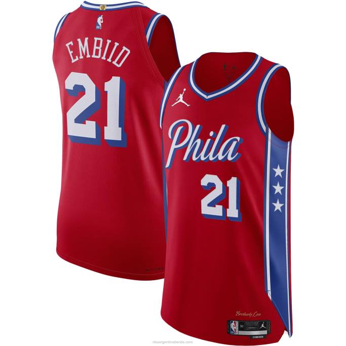 NBA 0F6D560 camiseta philadelphia 76ers joel embiid jordan brand rojo auténtico