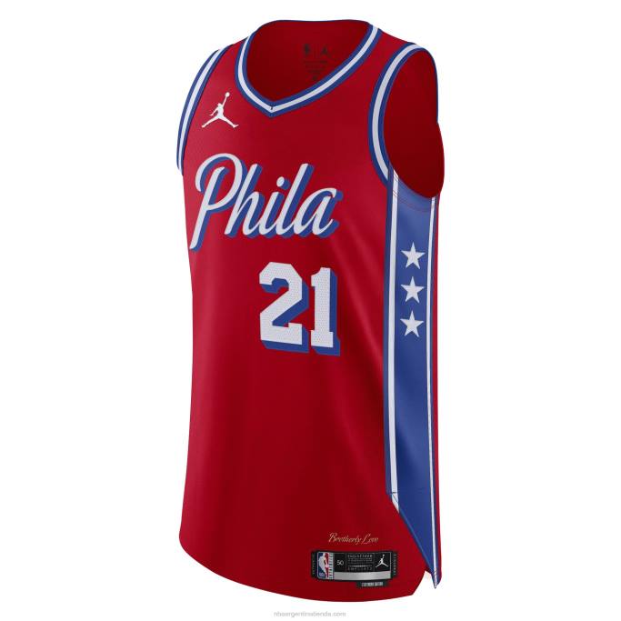 NBA 0F6D560 camiseta philadelphia 76ers joel embiid jordan brand rojo auténtico