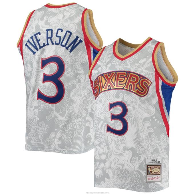 NBA 0F6D5668 philadelphia 76ers allen iverson white hardwood classics lunar new year jersey swingman