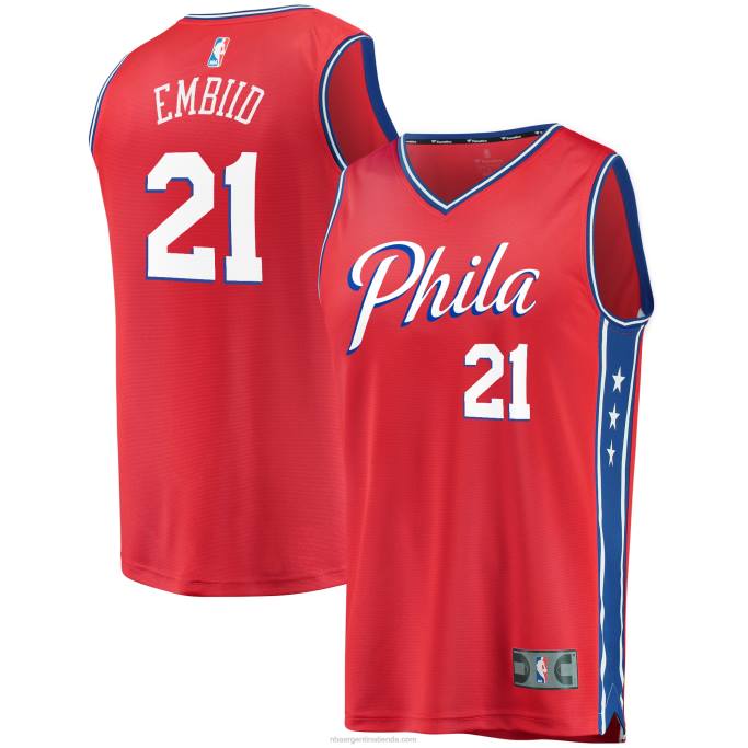 NBA 0F6D56 philadelphia 76ers joel embiid réplica de camiseta roja fast break