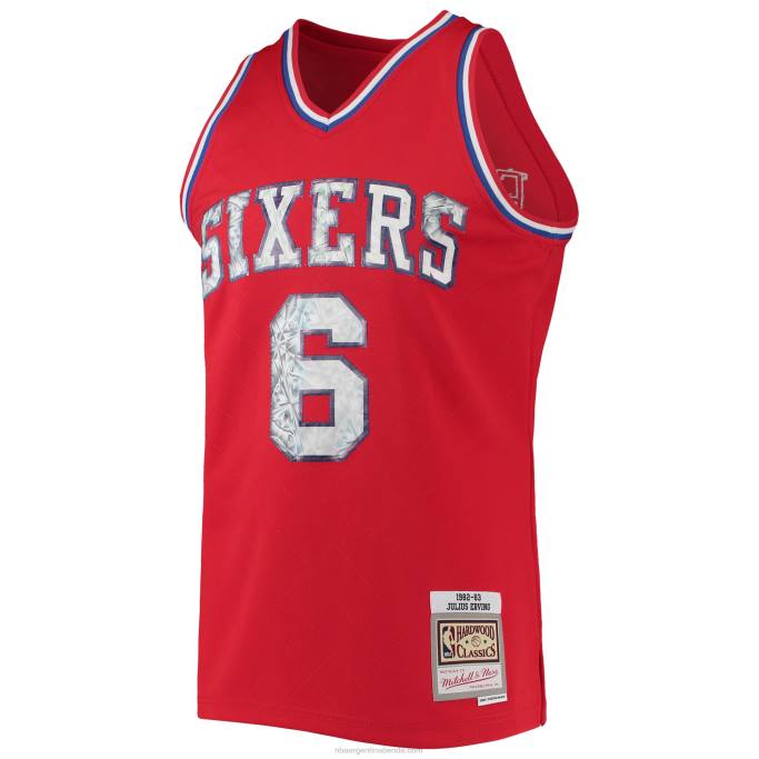 NBA 0F6D6421 philadelphia 76ers julius erving rojo madera dura clásicos 75 aniversario diamante alero jersey