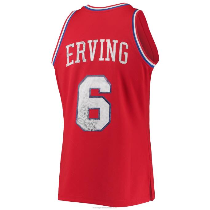 NBA 0F6D6421 philadelphia 76ers julius erving rojo madera dura clásicos 75 aniversario diamante alero jersey