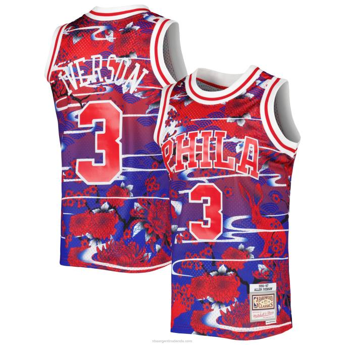 NBA 0F6D6499 philadelphia 76ers allen iverson rojo hardwood classics año nuevo lunar jersey swingman