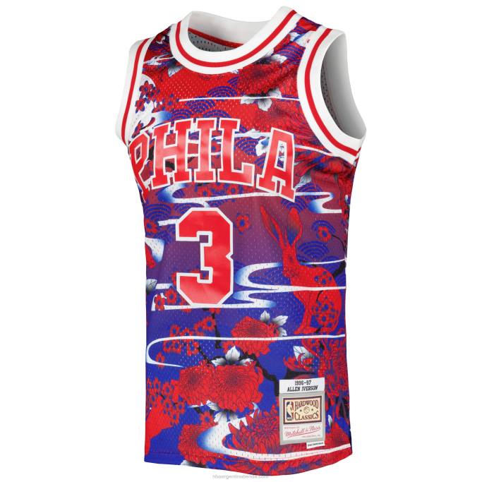 NBA 0F6D6499 philadelphia 76ers allen iverson rojo hardwood classics año nuevo lunar jersey swingman