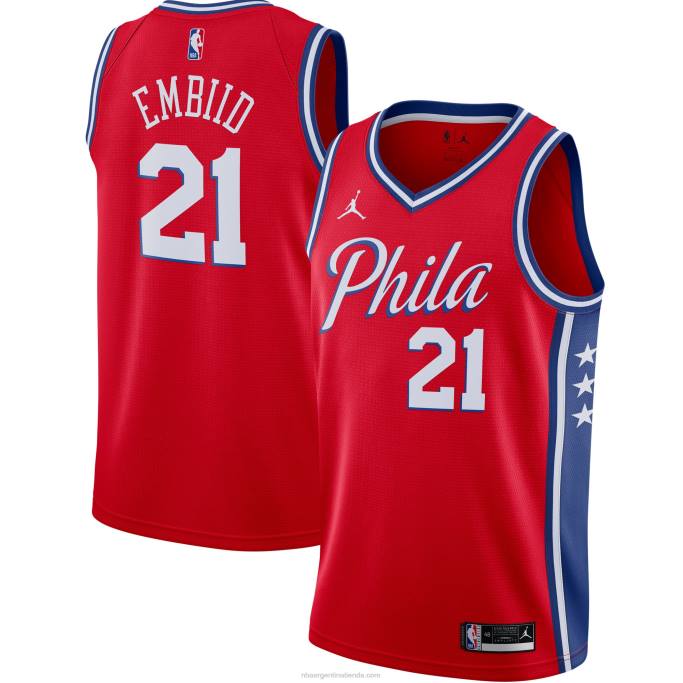 NBA 0F6D6530 philadelphia 76ers joel embiid jordan marca rojo swingman jersey