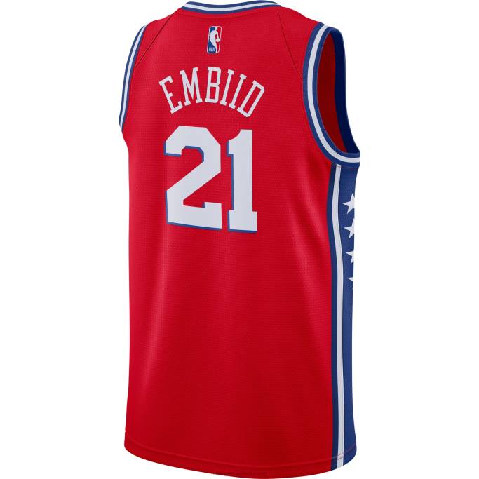 NBA 0F6D6530 philadelphia 76ers joel embiid jordan marca rojo swingman jersey