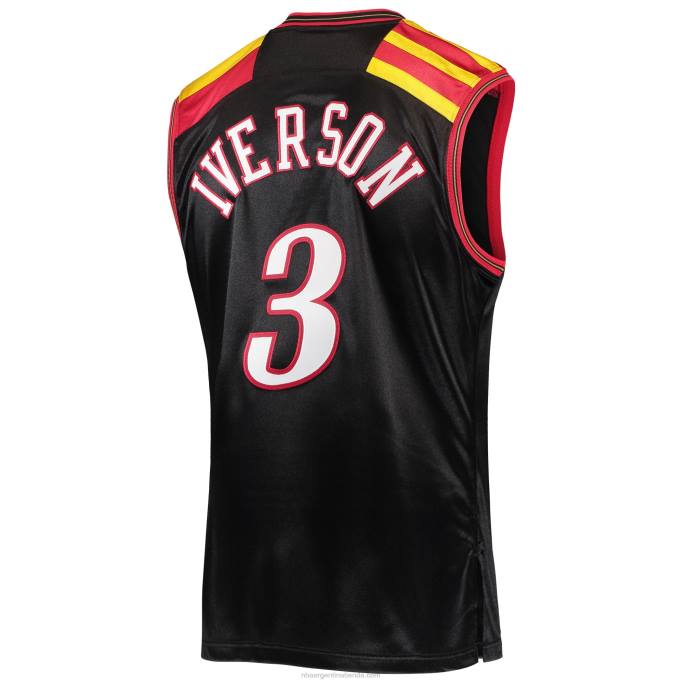 NBA 0F6D6573 camiseta philadelphia 76ers allen iverson mitchell & ness black hardwood classics auténtico 2006