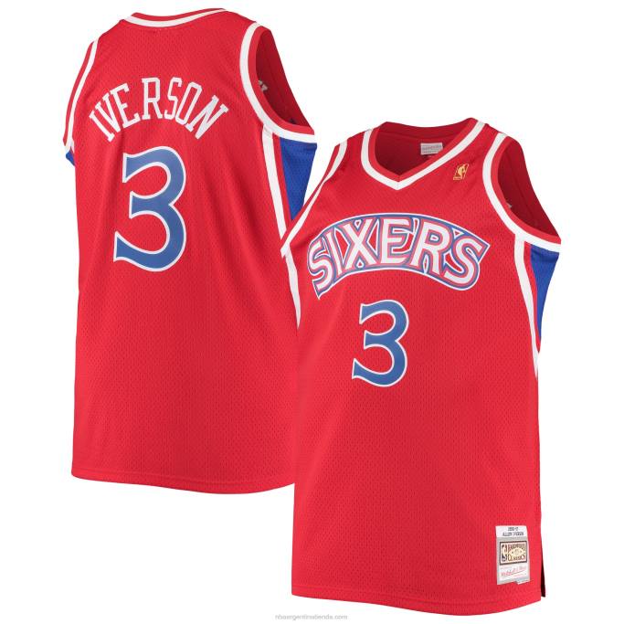 NBA 0F6D6726 philadelphia 76ers allen iverson rojo grande y alto clásico de madera dura camiseta de jugador swingman