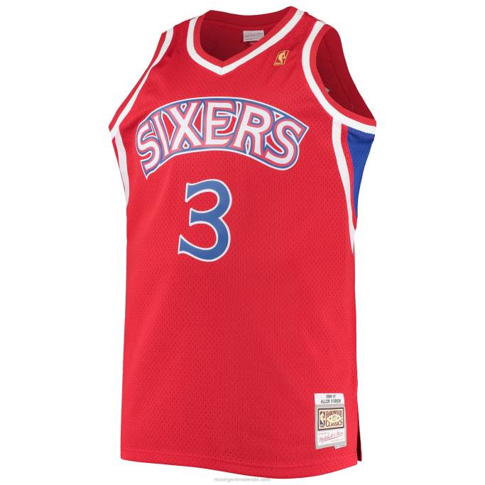 NBA 0F6D6726 philadelphia 76ers allen iverson rojo grande y alto clásico de madera dura camiseta de jugador swingman