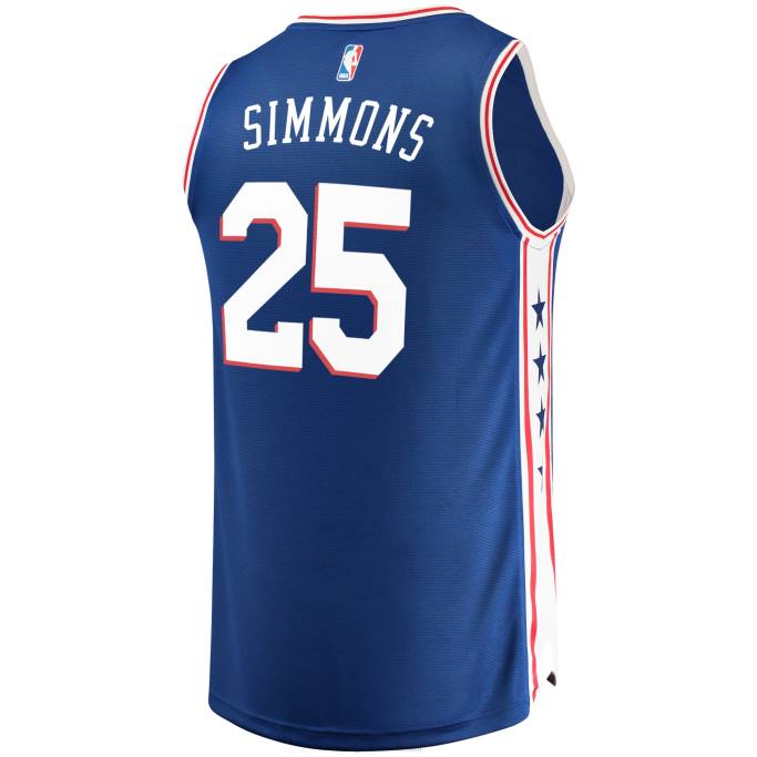 NBA 0F6D7039 réplica de la camiseta de los 76ers de filadelfia ben simmons royal fast break