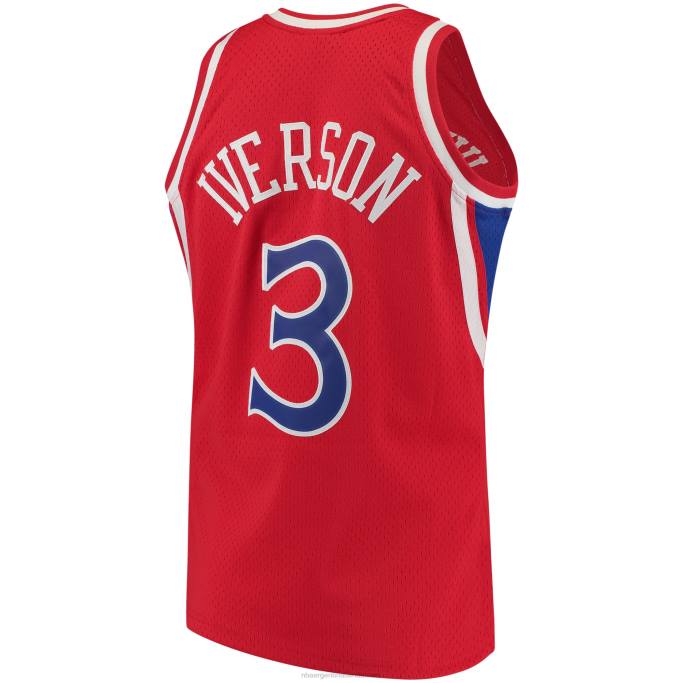 NBA 0F6D73 philadelphia 76ers allen iverson mitchell & ness rojo hardwood classics jersey swingman