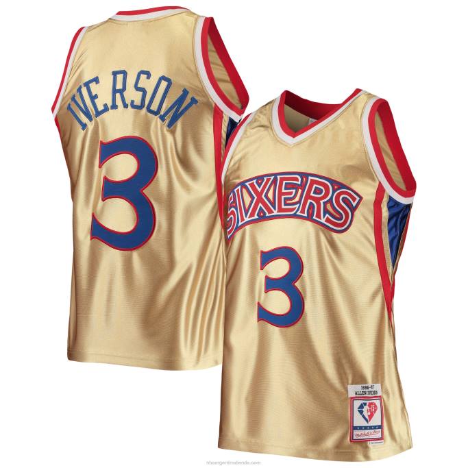 NBA 0F6D7677 philadelphia 76ers allen iverson oro 75 aniversario hardwood classics swingman jersey