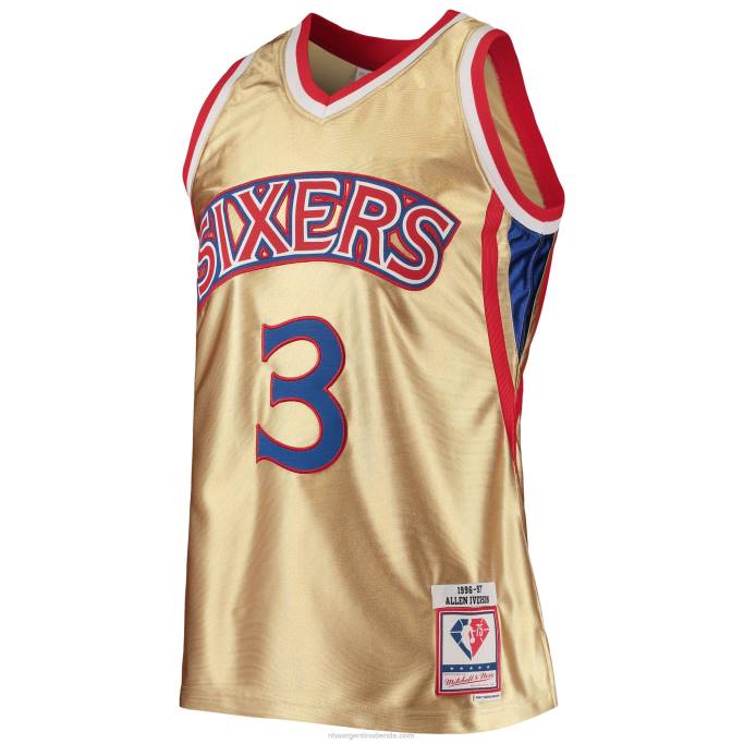 NBA 0F6D7677 philadelphia 76ers allen iverson oro 75 aniversario hardwood classics swingman jersey