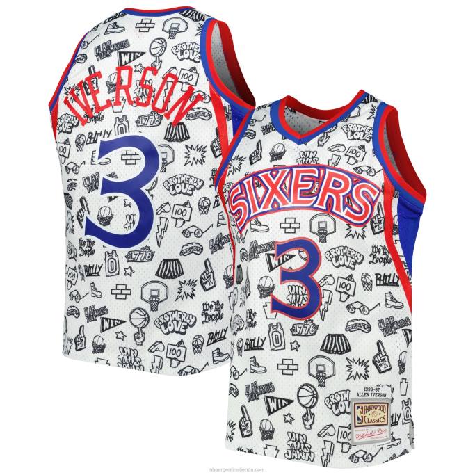NBA 0F6D7698 camiseta blanca swingman philadelphia 76ers allen iverson mitchell & ness