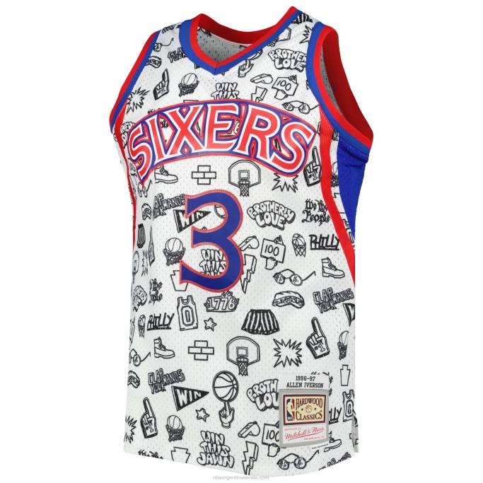 NBA 0F6D7698 camiseta blanca swingman philadelphia 76ers allen iverson mitchell & ness