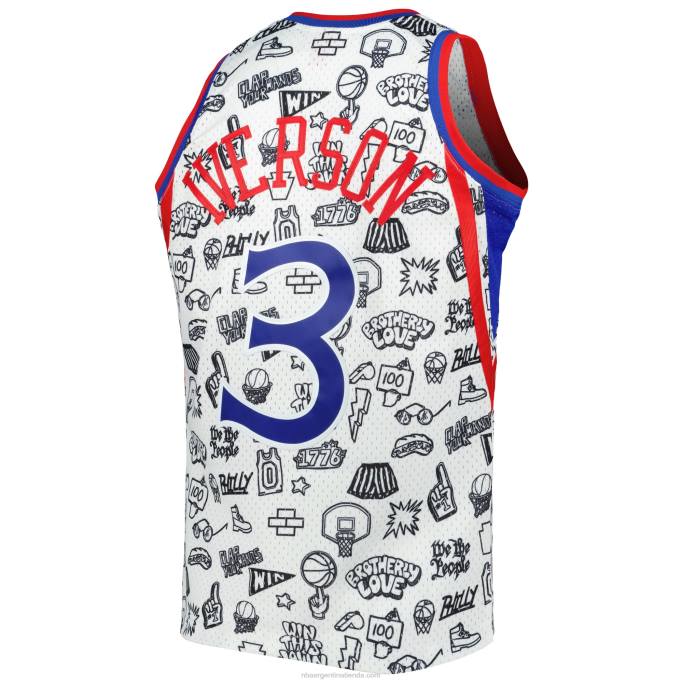 NBA 0F6D7698 camiseta blanca swingman philadelphia 76ers allen iverson mitchell & ness