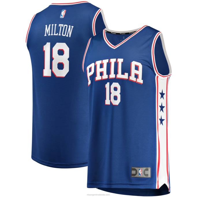 NBA 0F6D7709 réplica de la camiseta de los 76ers de filadelfia shake milton royal fast break
