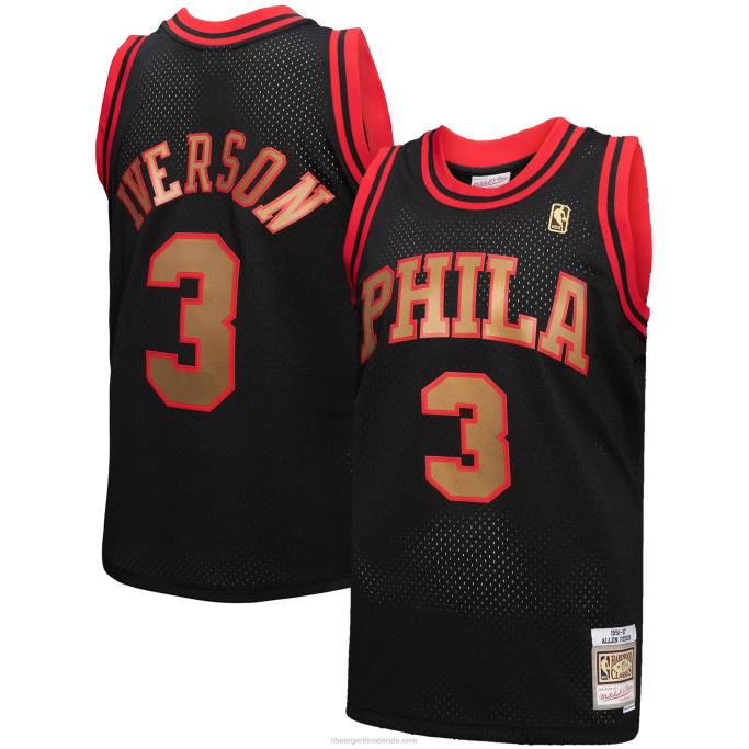 NBA 0F6D7849 philadelphia 76ers allen iverson mitchell & ness black hardwood classics recargar 3.0 jersey swingman