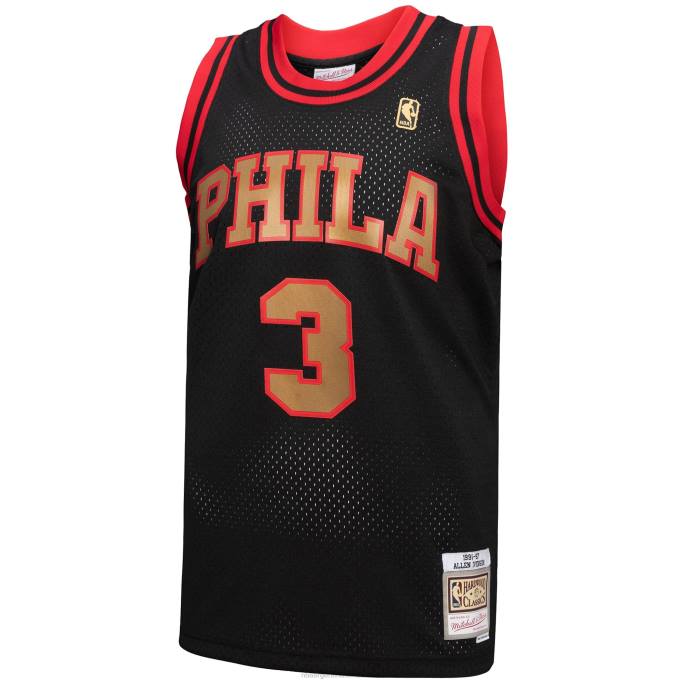 NBA 0F6D7849 philadelphia 76ers allen iverson mitchell & ness black hardwood classics recargar 3.0 jersey swingman