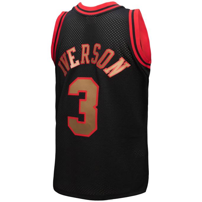 NBA 0F6D7849 philadelphia 76ers allen iverson mitchell & ness black hardwood classics recargar 3.0 jersey swingman