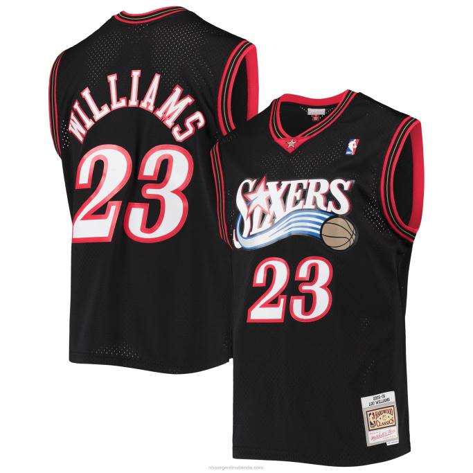 NBA 0F6D7990 camiseta philadelphia 76ers lou williams mitchell & ness negro hardwood classics swingman